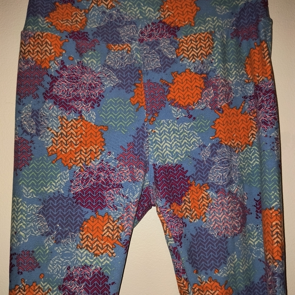 LuLaRoe Leggings with Blue, Orange, and Purple Patterns